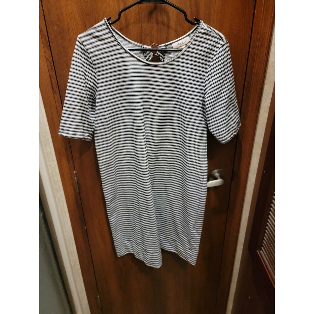 Style & Co Navy/White Striped Dress Sz M